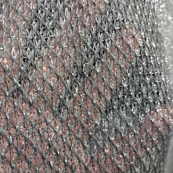 H.i.p. Cardigan Women's Gray Silver Metallic Open Front Sweater Sz L NWT - Picture 6 of 9
